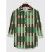 Plaid Series Artistic Hand Painted Colorblock Stripes Men's Long Sleeve Shirt