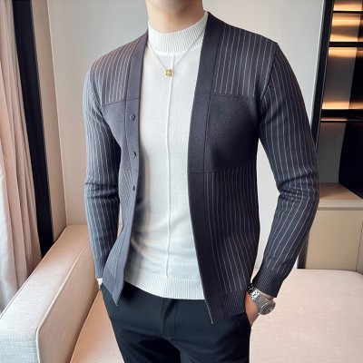 Exquisite simple vertical striped jacket HF2106-03-03 Exquisite simple vertical striped jacket HF2106-03-03