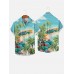 Full-Print Hawaiian Coconut Trees And Beach Printing Men's Short Sleeve Shirt